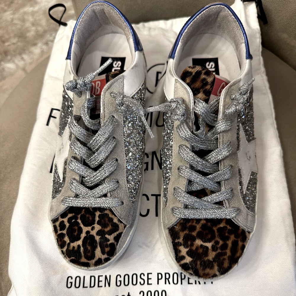 Golden goose leopard and glitter sneakers